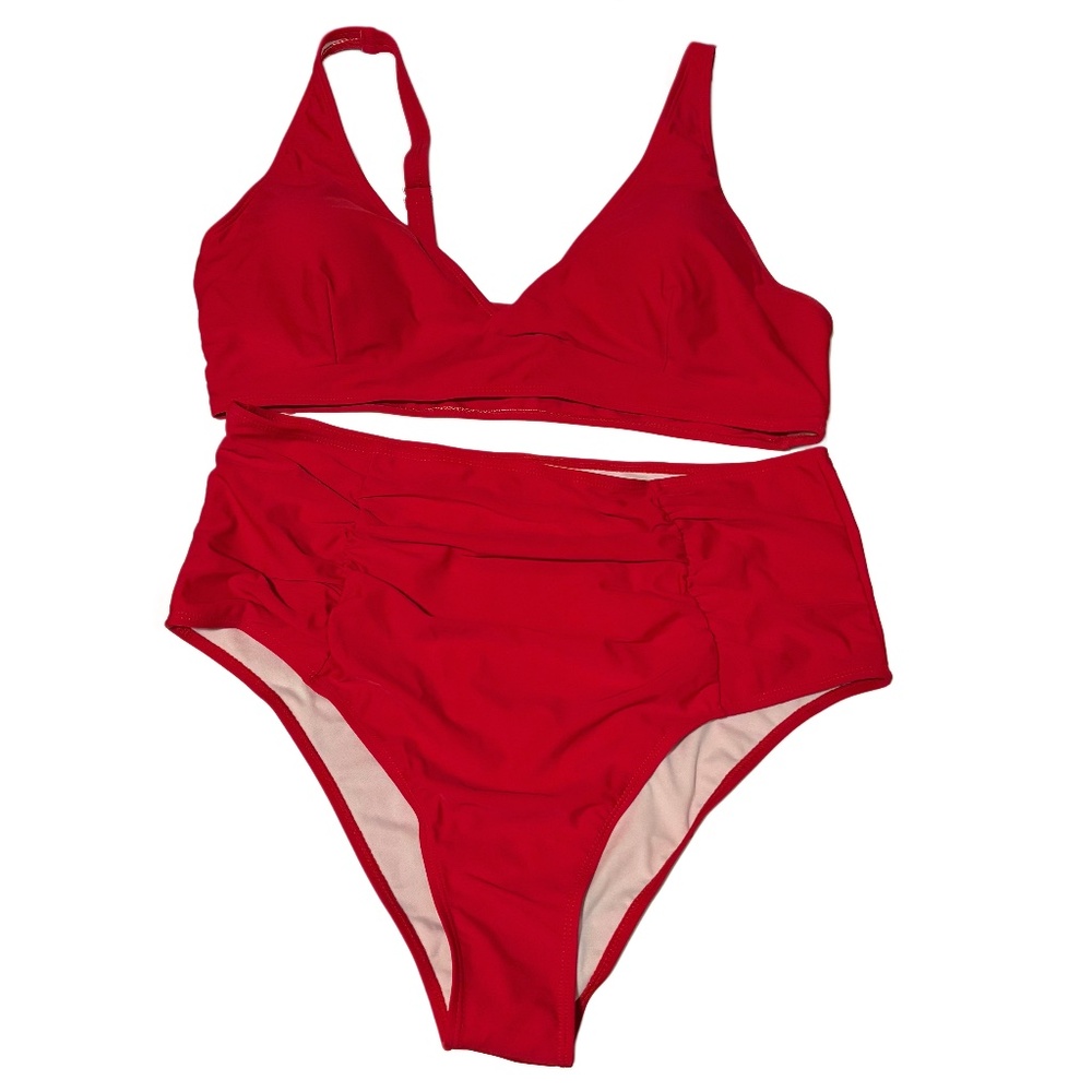 Women’s Plus Size Unbranded 2 Piece Swimsuit in Red Sz XXXL NIP